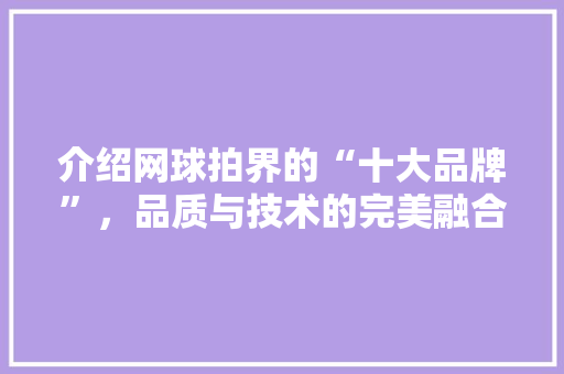 介绍网球拍界的“十大品牌”，品质与技术的完美融合 GraphQL