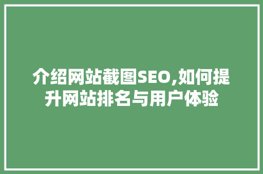 介绍网站截图SEO,如何提升网站排名与用户体验