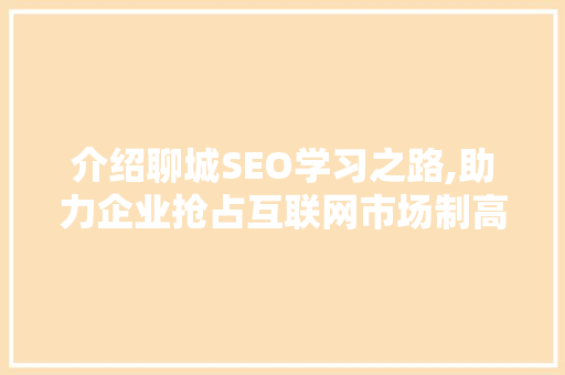 介绍聊城SEO学习之路,助力企业抢占互联网市场制高点