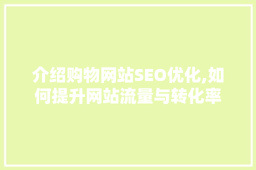 介绍购物网站SEO优化,如何提升网站流量与转化率 HTML