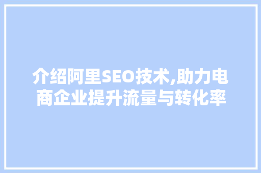 介绍阿里SEO技术,助力电商企业提升流量与转化率