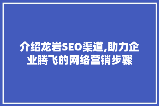 介绍龙岩SEO渠道,助力企业腾飞的网络营销步骤