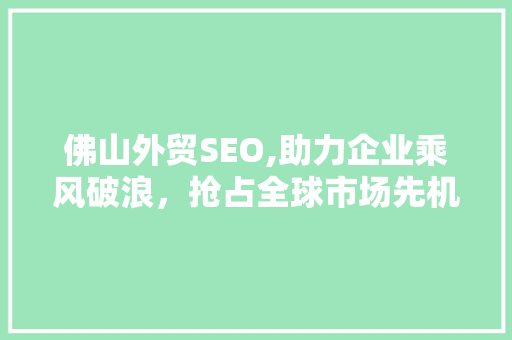 佛山外贸SEO,助力企业乘风破浪，抢占全球市场先机 HTML