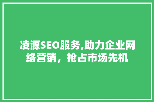 凌源SEO服务,助力企业网络营销，抢占市场先机