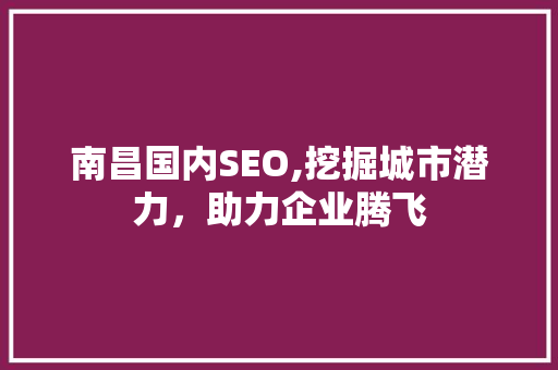 南昌国内SEO,挖掘城市潜力，助力企业腾飞 SQL