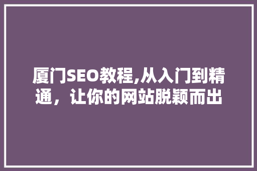 厦门SEO教程,从入门到精通，让你的网站脱颖而出 Vue.js