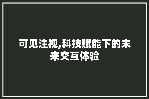 可见注视,科技赋能下的未来交互体验