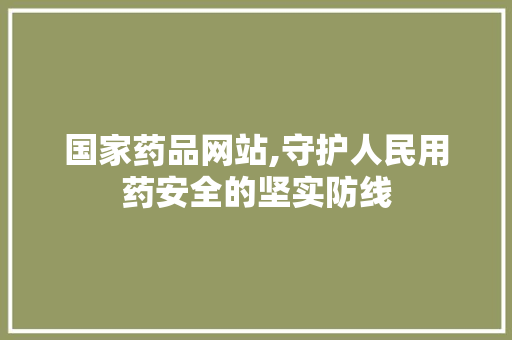 国家药品网站,守护人民用药安全的坚实防线