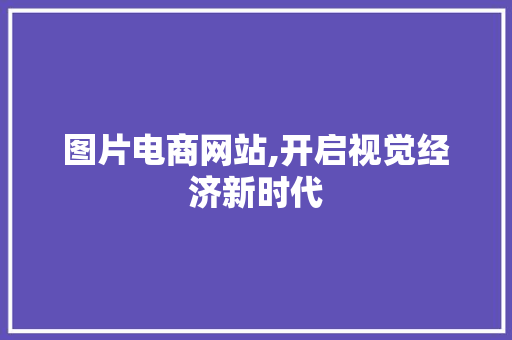 图片电商网站,开启视觉经济新时代 Java