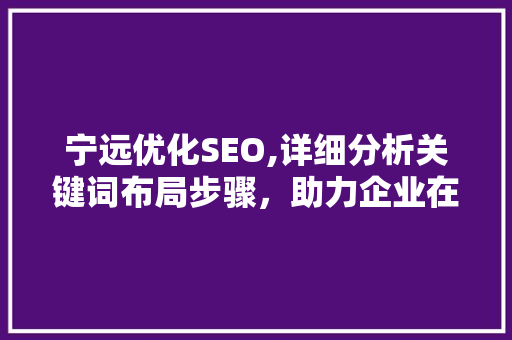 宁远优化SEO,详细分析关键词布局步骤，助力企业在线营销 AJAX