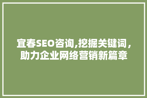 宜春SEO咨询,挖掘关键词，助力企业网络营销新篇章