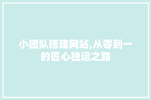 小团队搭建网站,从零到一的匠心独运之路