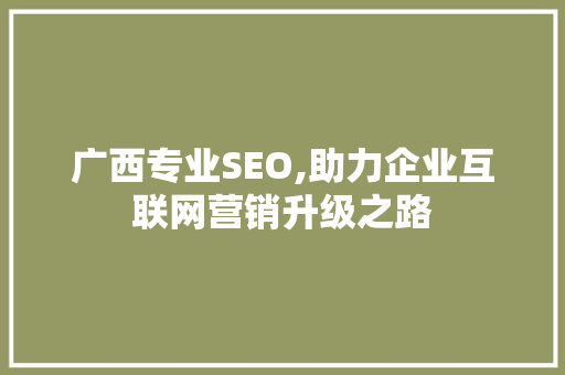 广西专业SEO,助力企业互联网营销升级之路