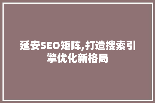 延安SEO矩阵,打造搜索引擎优化新格局