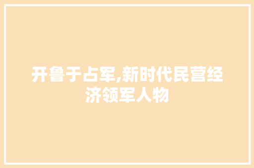 开鲁于占军,新时代民营经济领军人物