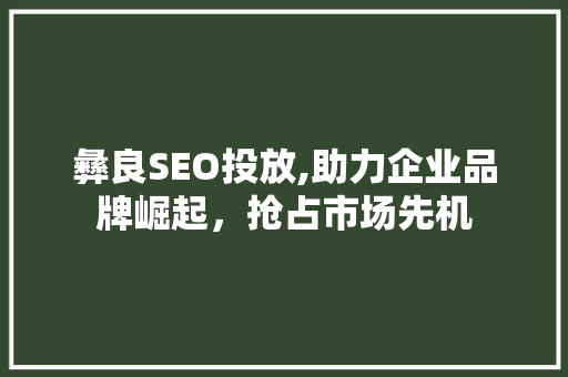 彝良SEO投放,助力企业品牌崛起，抢占市场先机