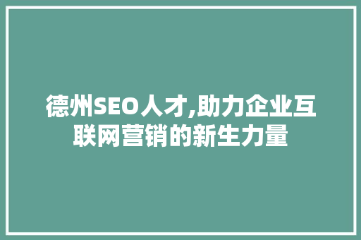 德州SEO人才,助力企业互联网营销的新生力量