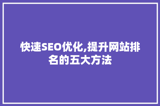 快速SEO优化,提升网站排名的五大方法 NoSQL