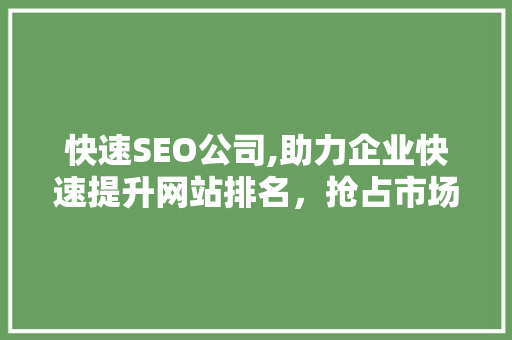 快速SEO公司,助力企业快速提升网站排名，抢占市场先机 Java