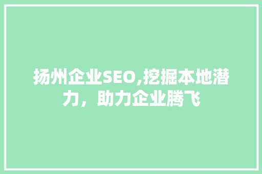 扬州企业SEO,挖掘本地潜力，助力企业腾飞