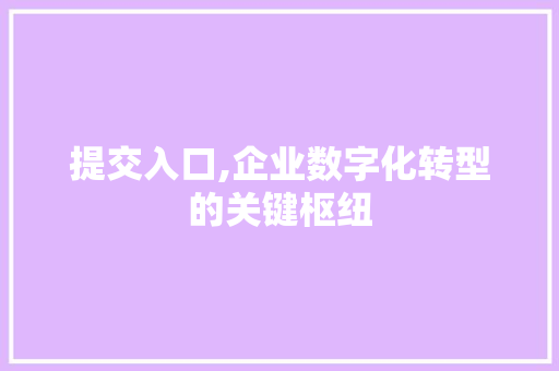 提交入口,企业数字化转型的关键枢纽