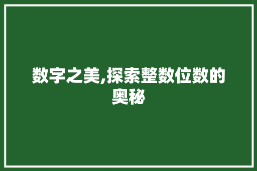 数字之美,探索整数位数的奥秘