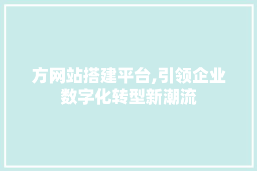 方网站搭建平台,引领企业数字化转型新潮流 JavaScript