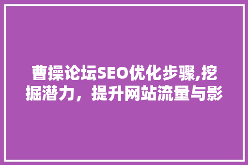 曹操论坛SEO优化步骤,挖掘潜力，提升网站流量与影响力