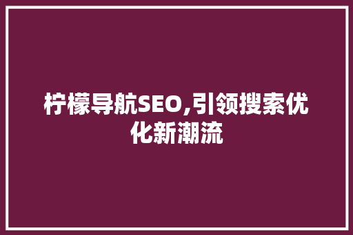 柠檬导航SEO,引领搜索优化新潮流