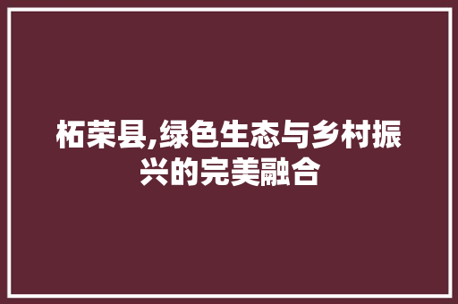 柘荣县,绿色生态与乡村振兴的完美融合