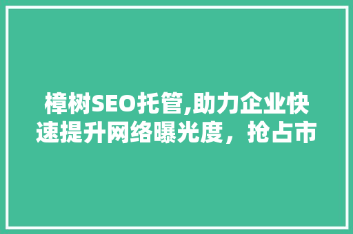 樟树SEO托管,助力企业快速提升网络曝光度，抢占市场先机