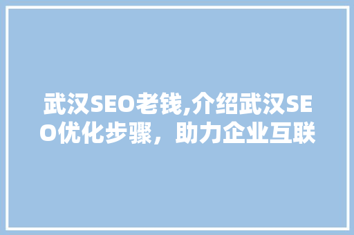 武汉SEO老钱,介绍武汉SEO优化步骤，助力企业互联网营销 Webpack