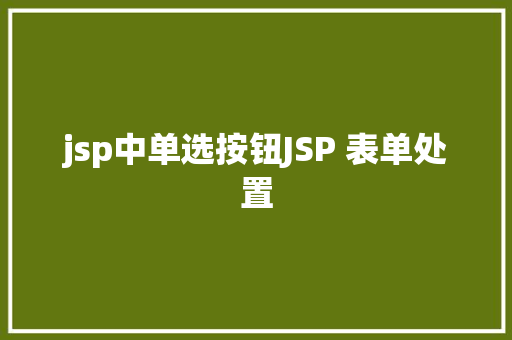 jsp中单选按钮JSP 表单处置 Webpack