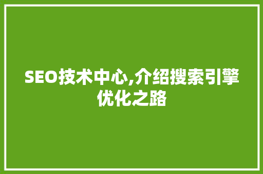 SEO技术中心,介绍搜索引擎优化之路