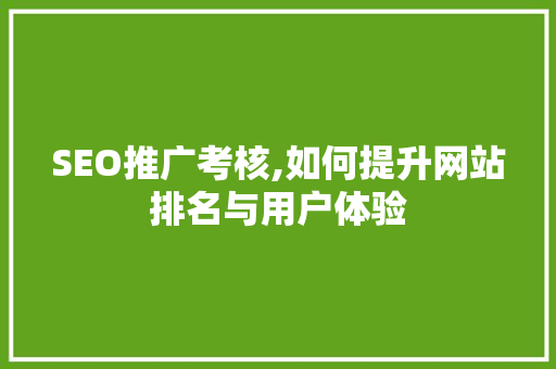 SEO推广考核,如何提升网站排名与用户体验 Webpack