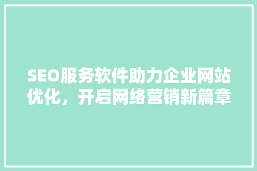 SEO服务软件助力企业网站优化，开启网络营销新篇章