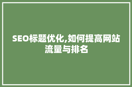 SEO标题优化,如何提高网站流量与排名