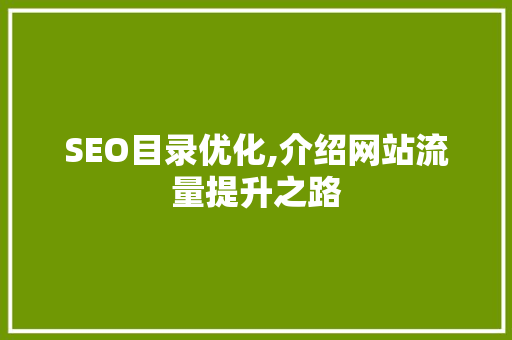 SEO目录优化,介绍网站流量提升之路