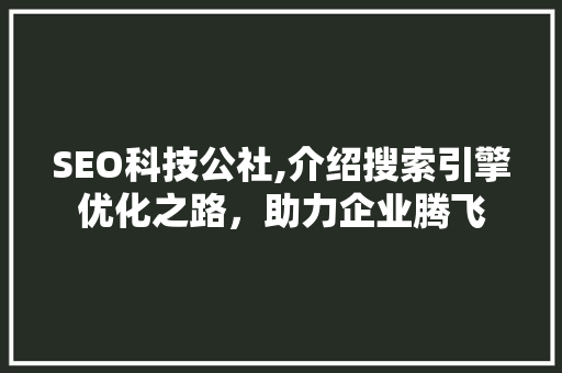 SEO科技公社,介绍搜索引擎优化之路，助力企业腾飞 Node.js