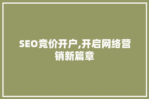 SEO竞价开户,开启网络营销新篇章