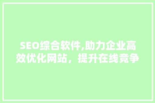 SEO综合软件,助力企业高效优化网站，提升在线竞争力