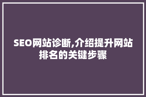 SEO网站诊断,介绍提升网站排名的关键步骤 Angular