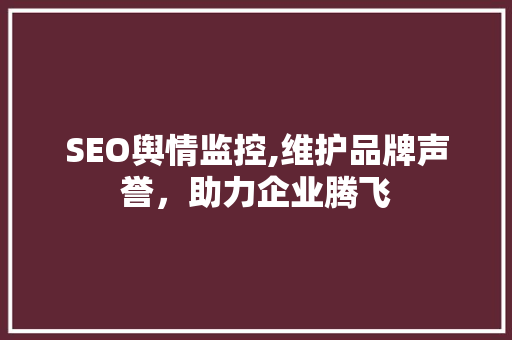 SEO舆情监控,维护品牌声誉，助力企业腾飞