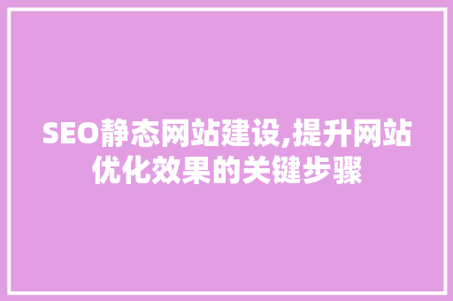 SEO静态网站建设,提升网站优化效果的关键步骤 Python