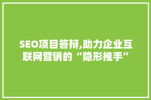 SEO项目答辩,助力企业互联网营销的“隐形推手”