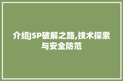 介绍JSP破解之路,技术探索与安全防范