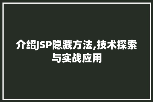 介绍JSP隐藏方法,技术探索与实战应用