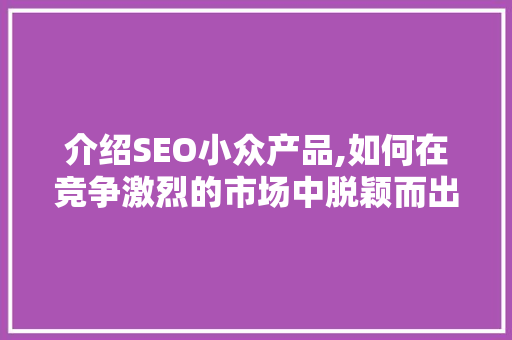 介绍SEO小众产品,如何在竞争激烈的市场中脱颖而出 SQL