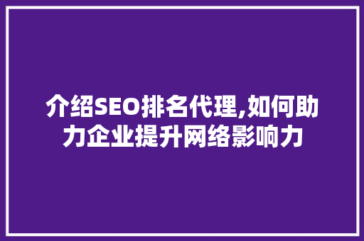 介绍SEO排名代理,如何助力企业提升网络影响力