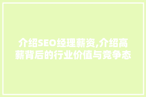 介绍SEO经理薪资,介绍高薪背后的行业价值与竞争态势